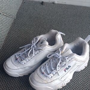 Fila Kids White and Blue Sneakers